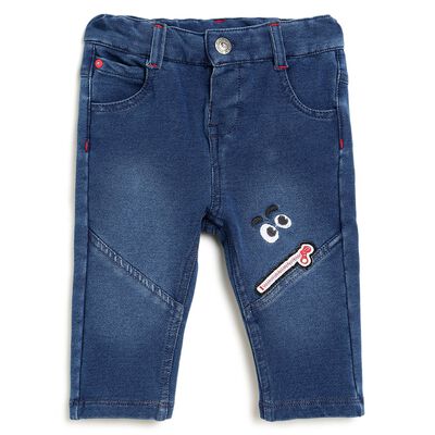 Boys Medium Blue Long Knitted Trousers